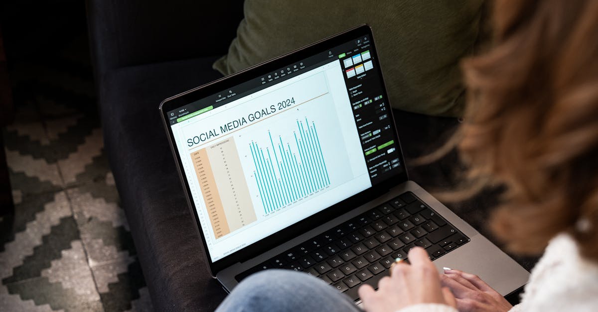 Pessoa analisando gráficos e estratégias de redes sociais em notebook