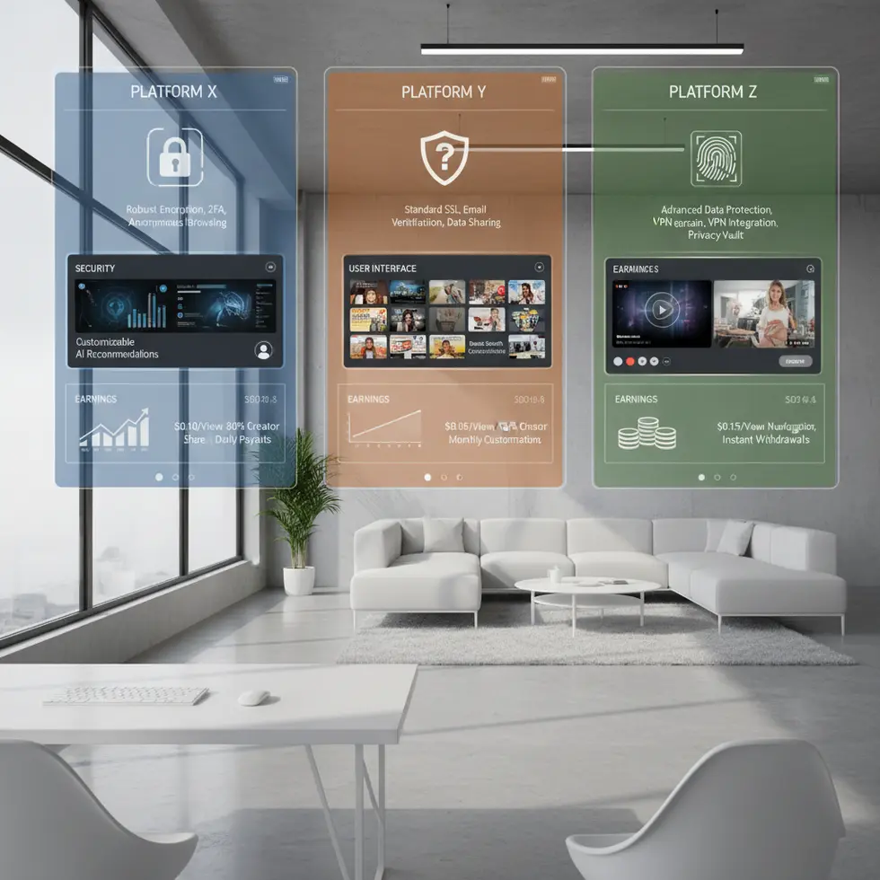 Comparison of adult content platforms on multiple screens highlighting key features