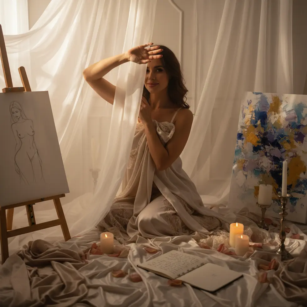 Artistic and sensual photo shoot with focus on empowerment and privacy